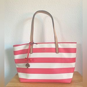 Kate Spade Vintage Radish (Pink) White Stripe
Unlined Tote Bag